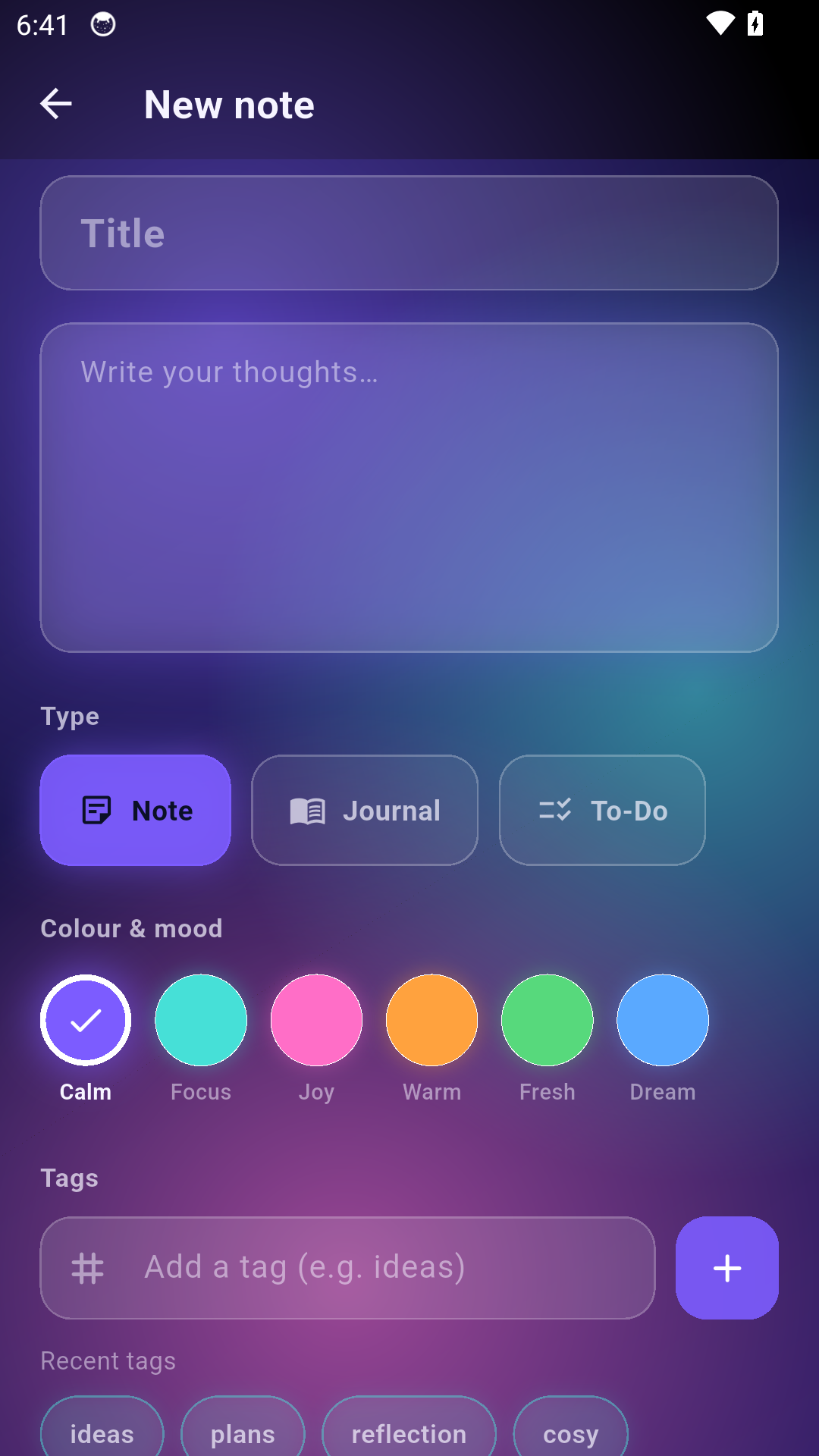 Bright NoteKeeper editor screen